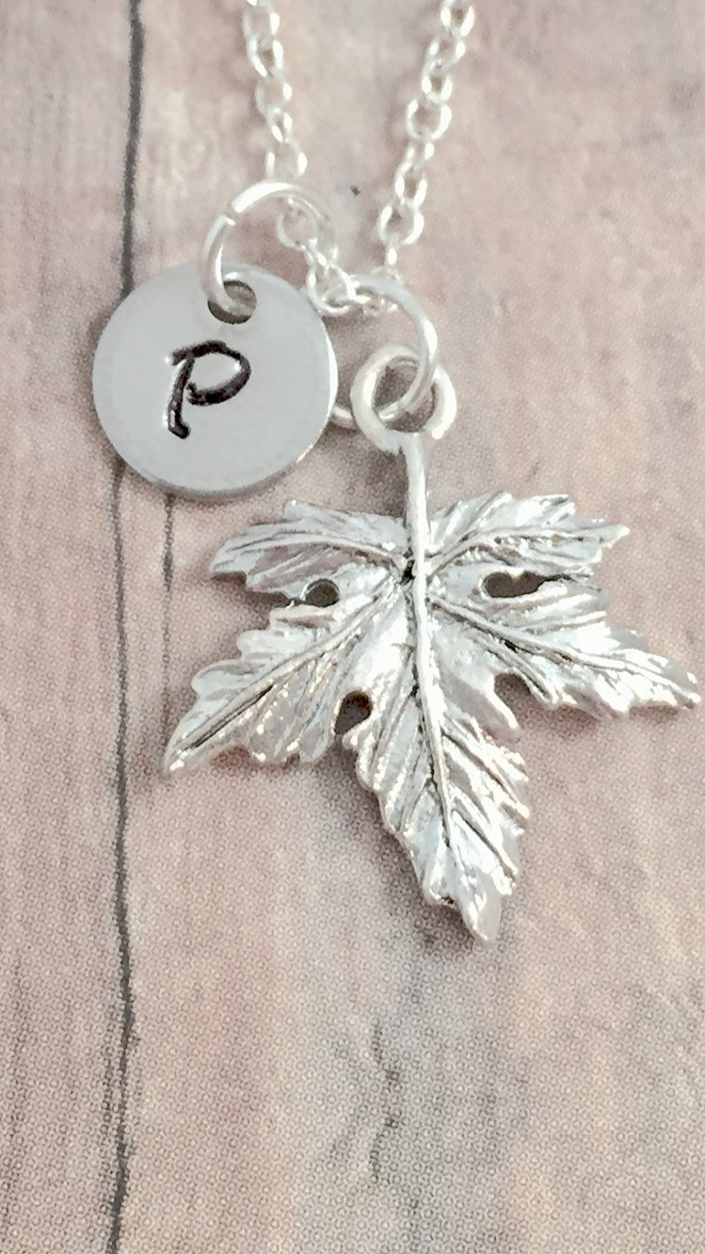 maple leaf necklace maple leaf gift Maple leaf initial necklace maple leaf jewelry Canada jewelry woodland jewelry Canada necklace