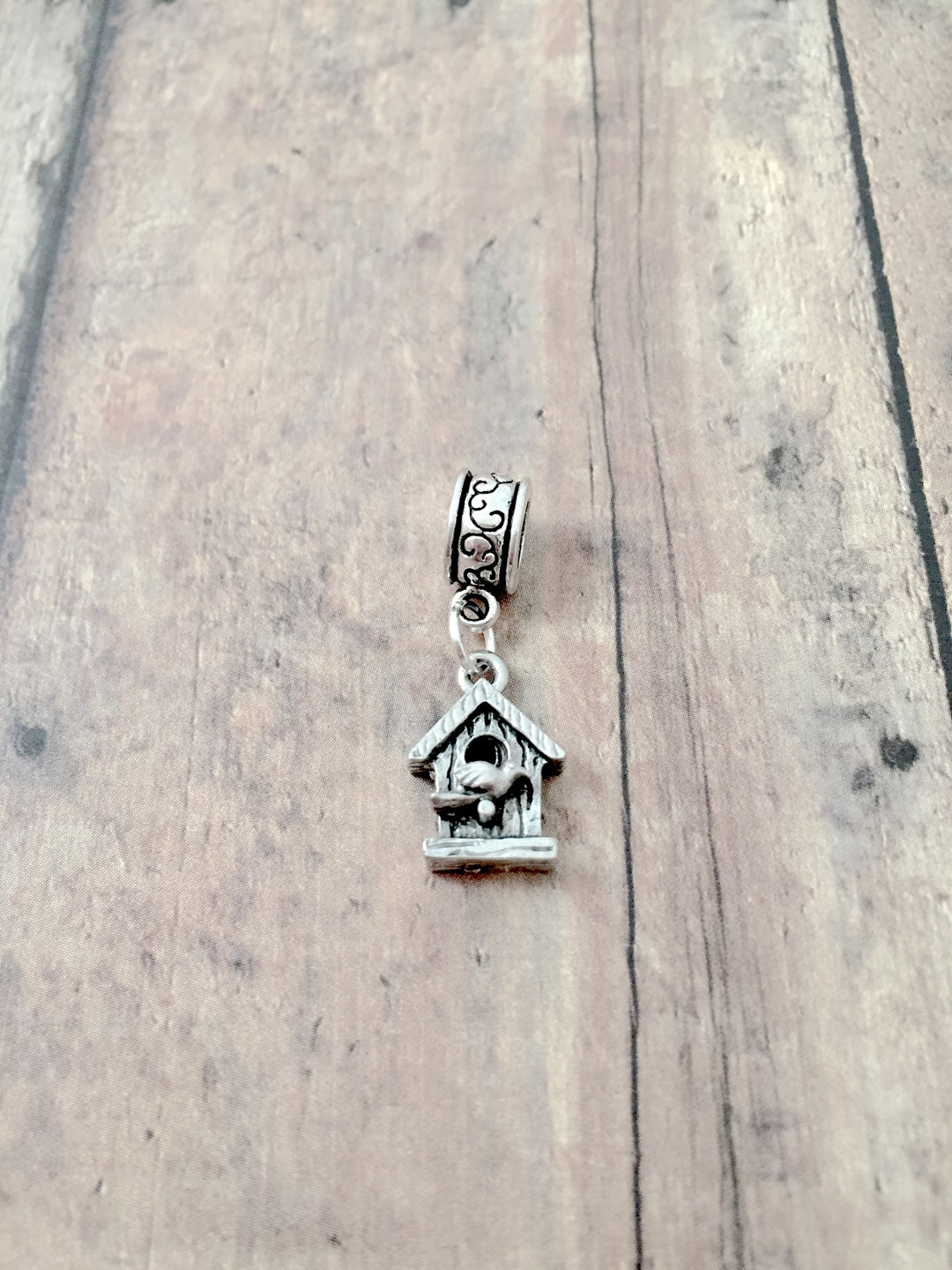 Birdhouse Pendant 1 Piece Silver Birdhouse Pendant, Bird Charm, Silver