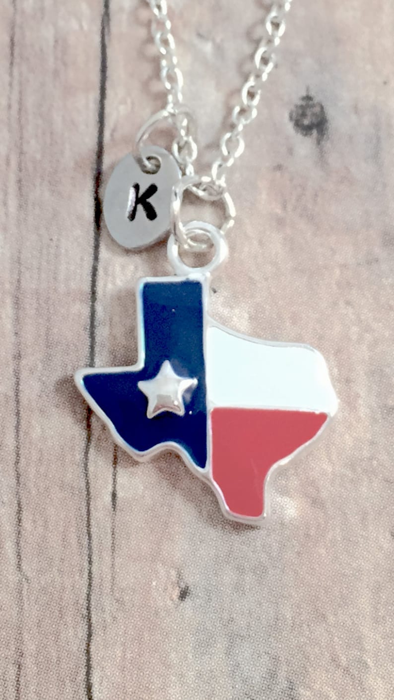 Texas Initial Necklace Texas Jewelry State Jewelry Lone Etsy