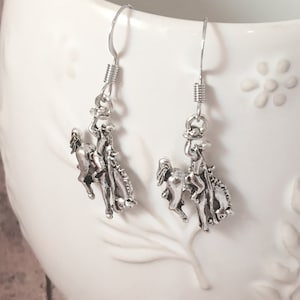 Bucking Bronco Dangle Earrings: Rodeo Jewelry Gift