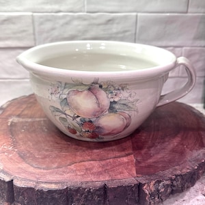 Vintage Casey Pottery Batter Bowl, Hand-Painted Fruit Stoneware, Signed Graziano Farmhouse Kitchen