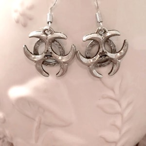 Biohazard earrings - biohazard jewelry, warning symbol earrings, biological hazard jewelry