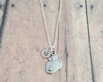 Toaster Initial Necklace: Breakfast Jewelry, Appliance Necklace