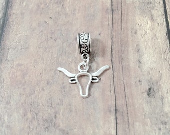 Longhorn Steer Pendant: Western Texas Jewelry, Silver Bail
