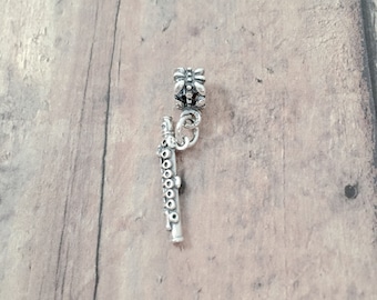 Flute pendant (sterling silver) - silver flute charm, music charm, band charm, orchestra jewelry, flute gift, music pendant