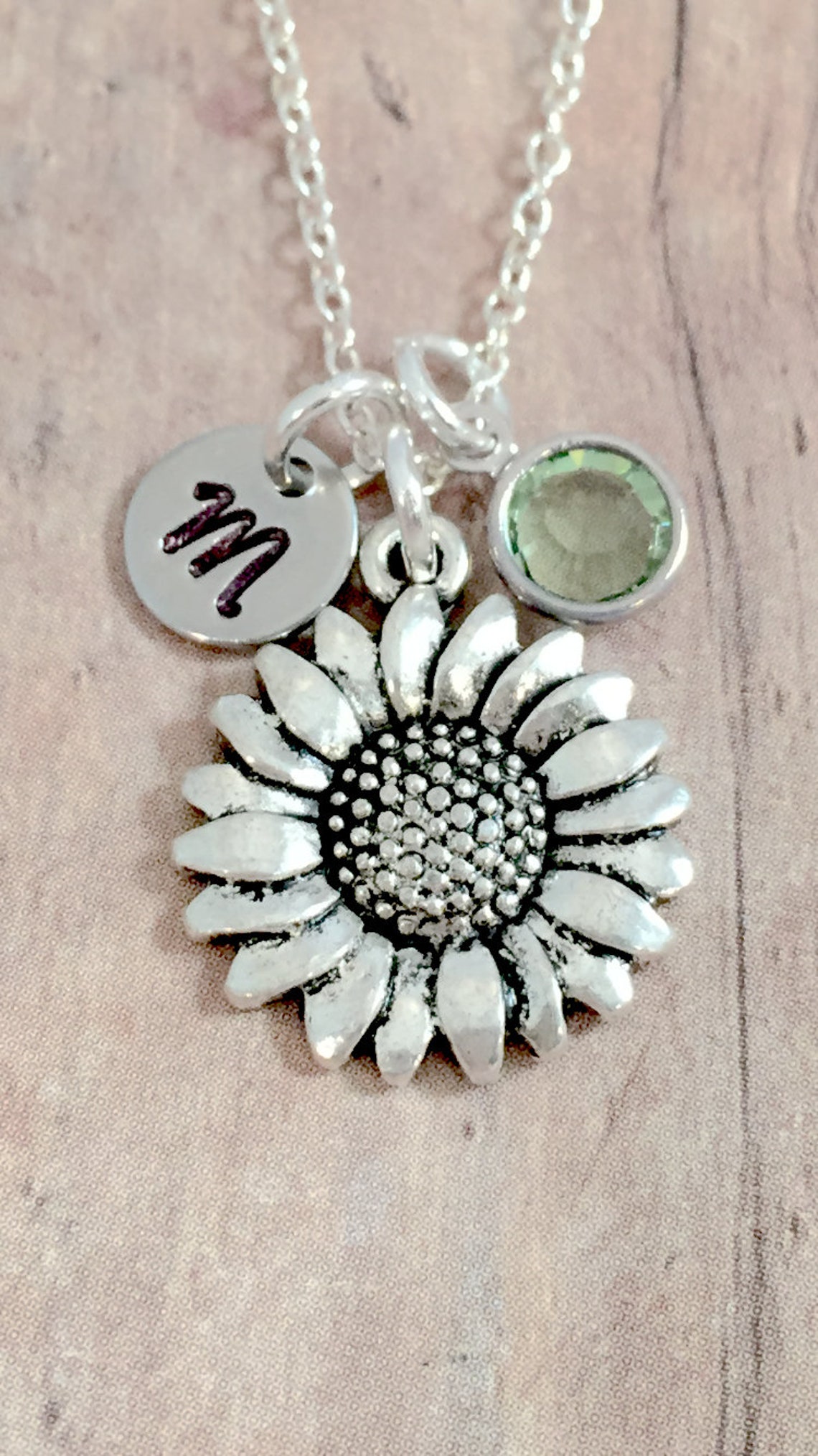 Sunflower initial necklace sunflower jewelry garden Etsy
