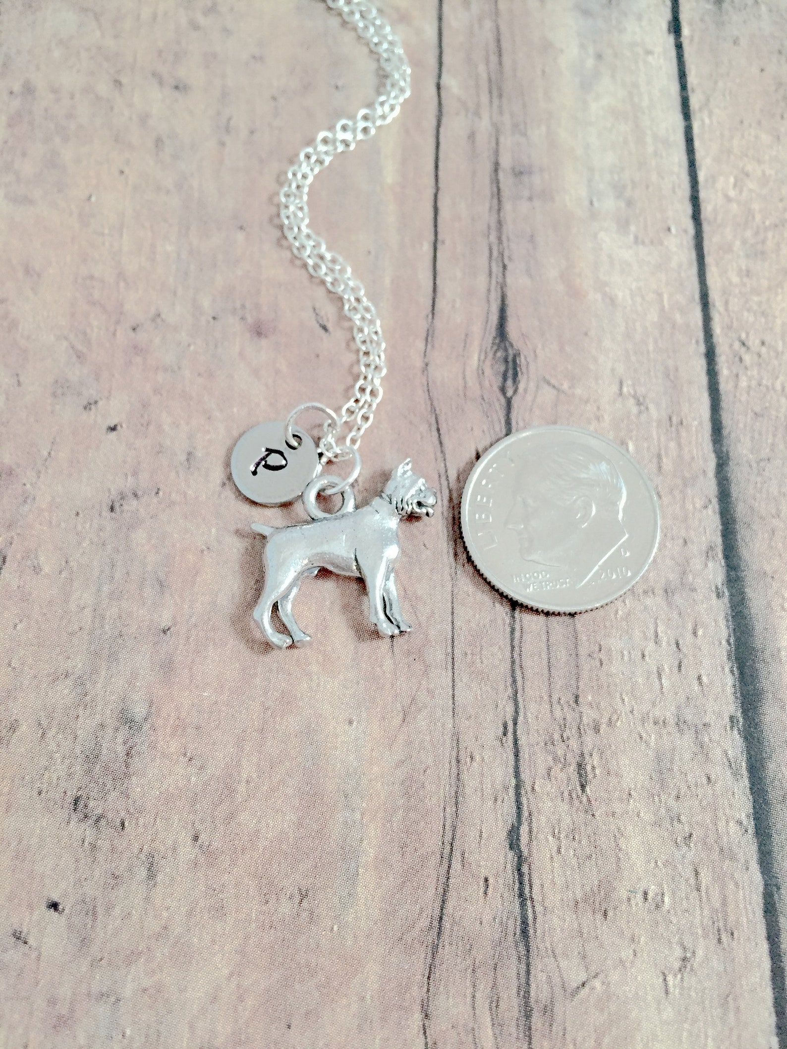 Boxer Dog Initial Necklace Boxer Dog Jewelry Dog Breed Etsy