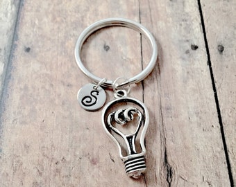 Light Bulb Key Ring: Electrician Keychain, Idea Keyring