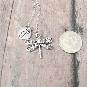 Dragonfly initial necklace dragonfly jewelry, insect jewelry, damselfly jewelry, dragonfly necklace, dragonfly pendant, dragonfly gift image 3