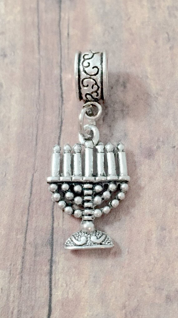 Menorah pendant 1 piece silver menorah charm Jewish charm religious charm Hanukkah charm menorah gift Jewish pendant Hanukkah gift Etsy