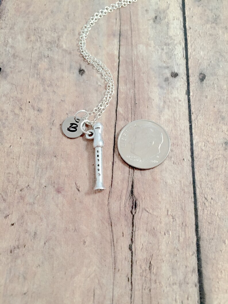 Recorder initial necklace recorder jewelry music jewelry Etsy
