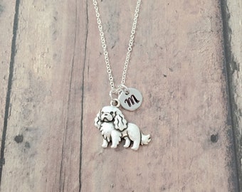 Cavalier King Charles Spaniel initial necklace - cavalier king charles spaniel jewelry, dog breed jewelry, CKCS necklace, dog necklace