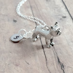 French bulldog initial necklace - French bulldog jewelry, dog jewelry, Frenchie jewelry, French bulldog necklace, French Bulldog gift