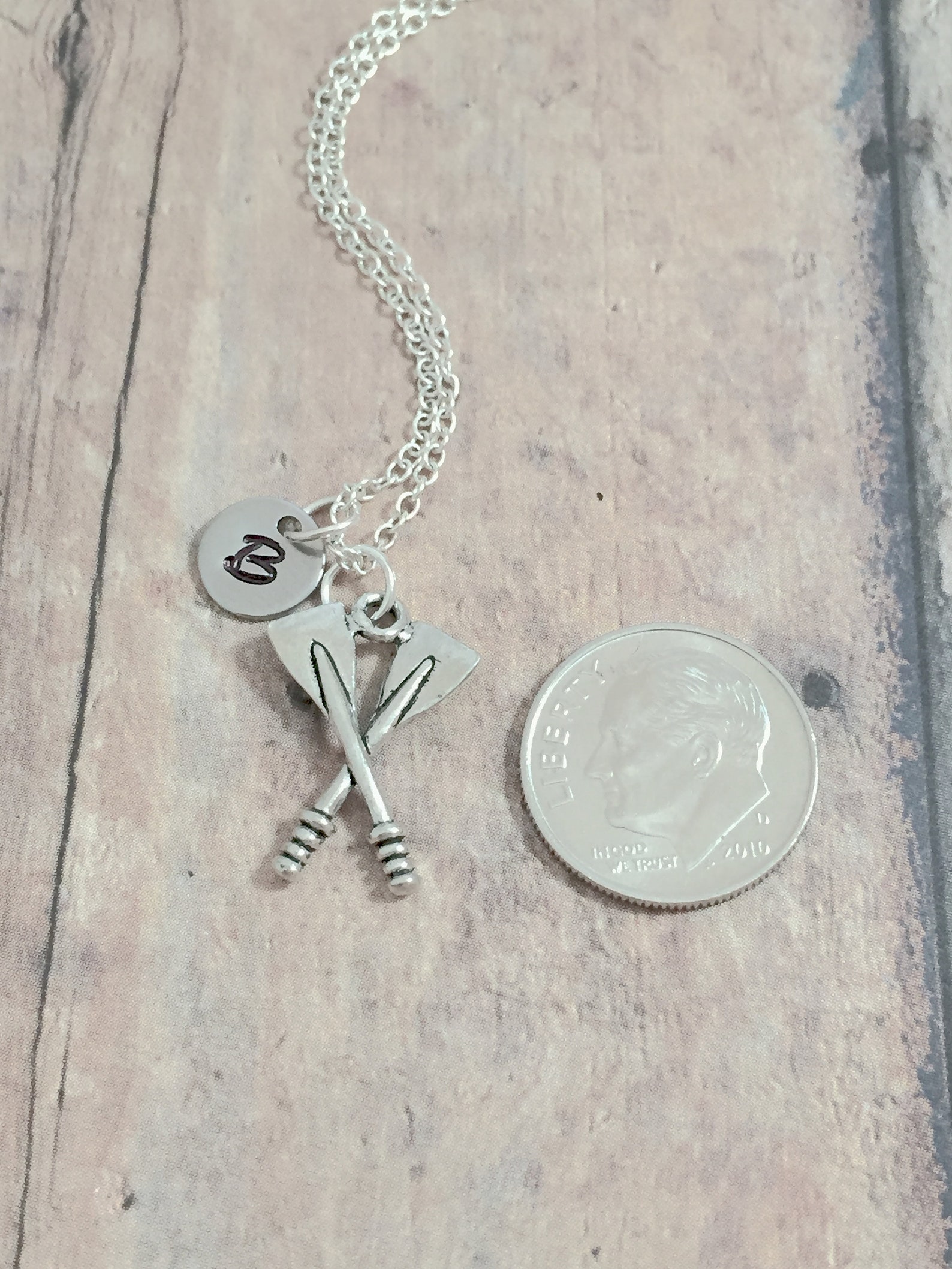Oars Initial Necklace Oars Jewelry Rowing Jewelry Crew Etsy