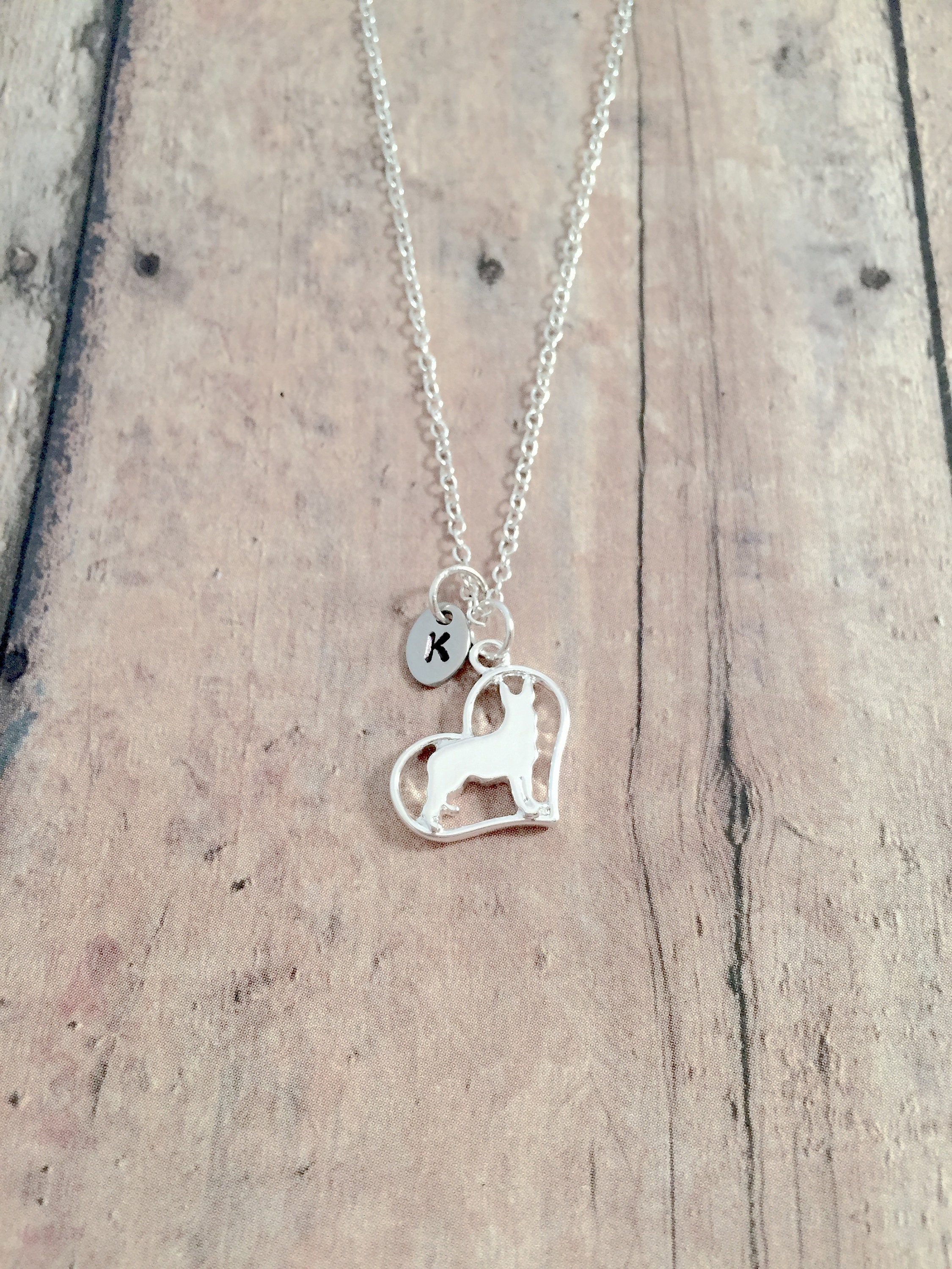 German Shepherd Initial Necklace German Shepherd Jewelry Etsy