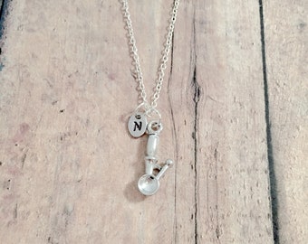 Ice cream scoop initial necklace- ice cream scoop jewelry, ice cream jewelry, ice cream scoop necklace, ice cream gift, dessert jewelry, 178