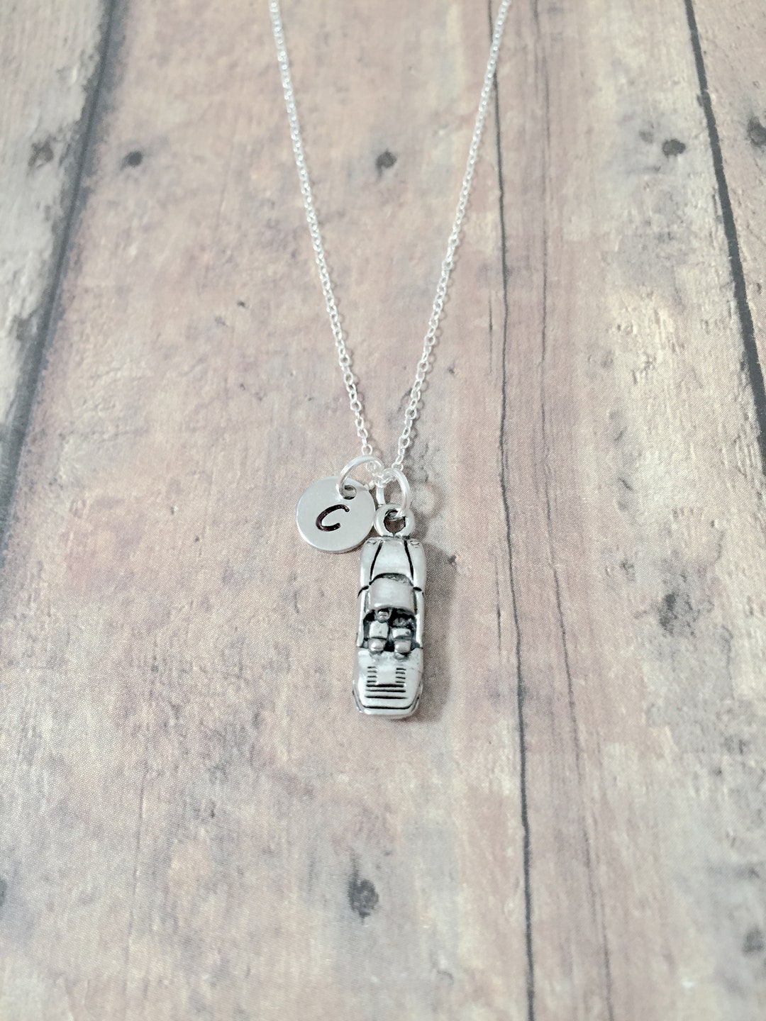 Sports Car Initial Necklace Sports Car Jewelry, Race Car Jewelry, Car