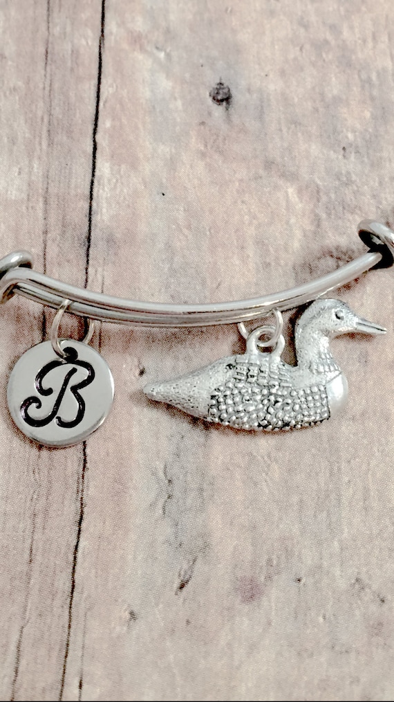 Loon Initial Bangle Loon Jewelry Bird Jewelry Canada Jewelry