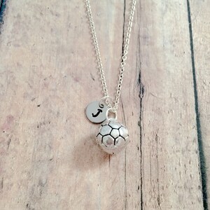 Soccer initial necklace - soccer jewelry, sports jewelry, team jewelry, soccer necklace, sports necklace, soccer gift, soccer ball jewelry