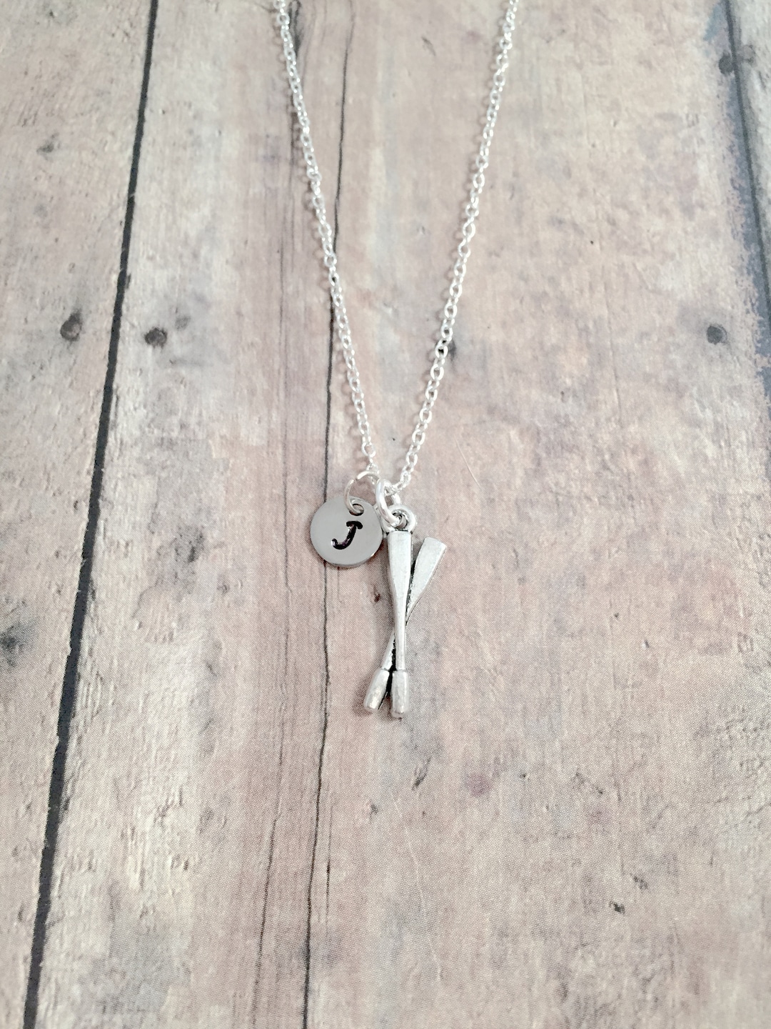 Oars Initial Necklace Oars Jewelry, Rowing Jewelry, Crew Jewelry, Oars