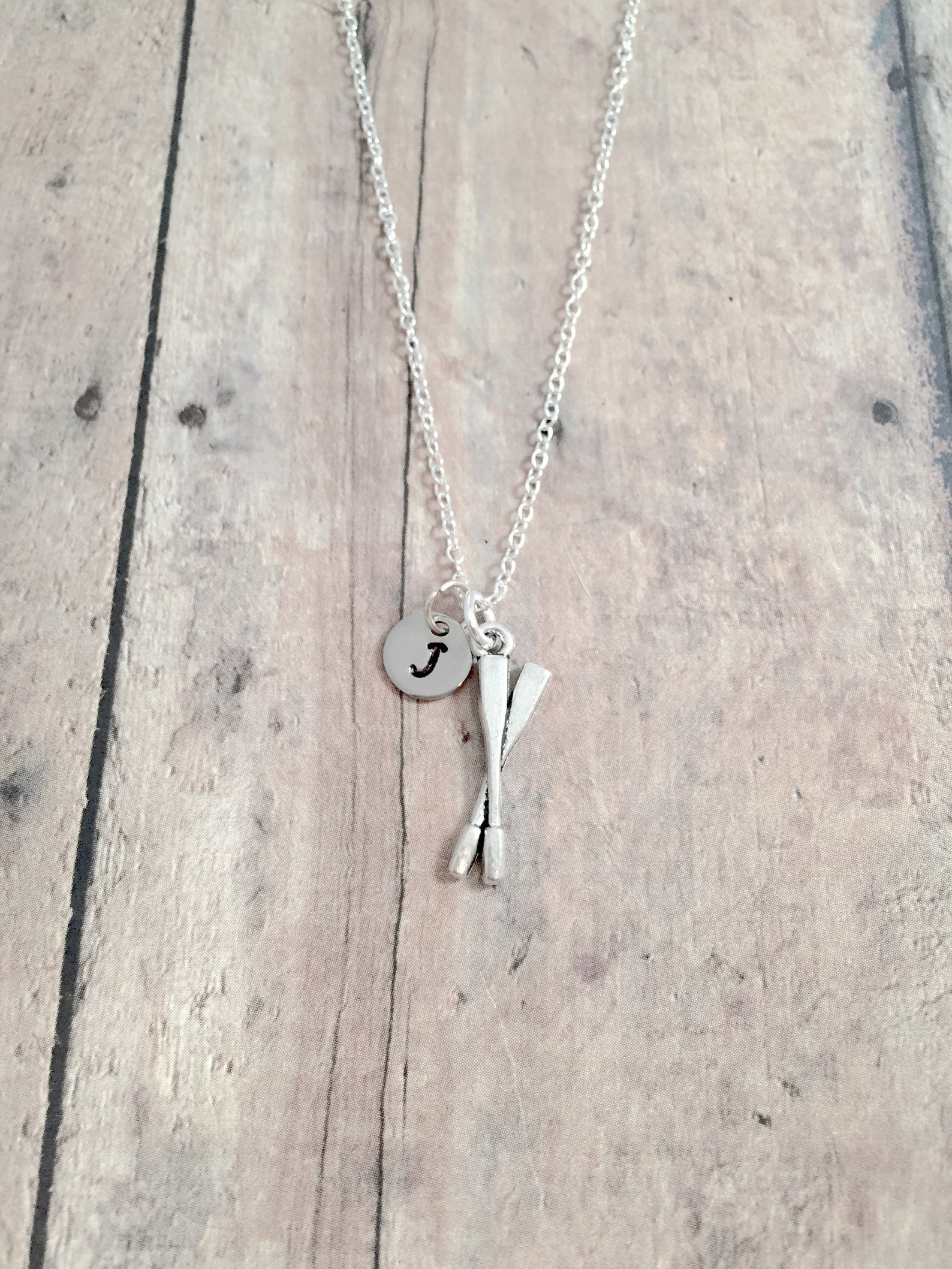 Oars Initial Necklace Oars Jewelry Rowing Jewelry Crew Etsy