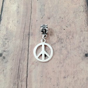 Peace symbol pendant (sterling silver) - silver peace symbol charm, peace charm, peace pendant, hippie charm