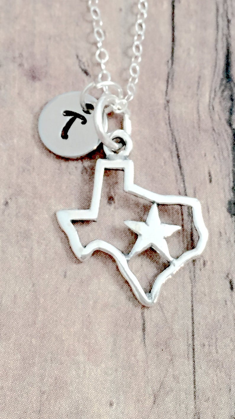 Texas Initial Necklace sterling Silver Texas Jewelry Etsy