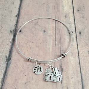Jerusalem initial bangle - Jerusalem jewelry, Israel jewelry, Judaic jewelry, Holy Land jewelry, Jerusalem gift, Holy Land gift, Israel gift