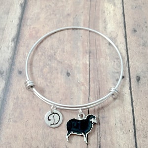 Black sheep initial bangle - black sheep jewelry, farm jewelry, state fair jewelry, black sheep bangle, sheep bracelet, black sheep gift