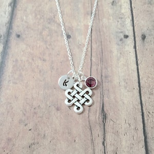 Endless knot initial necklace - endless knot jewelry, eternity knot jewelry, Celtic knot jewelry, endless knot necklace, eternal knot gift