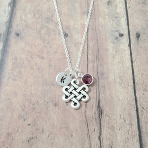 Endless knot initial necklace - endless knot jewelry, eternity knot jewelry, Celtic jewelry, endless knot necklace, eternal knot gift
