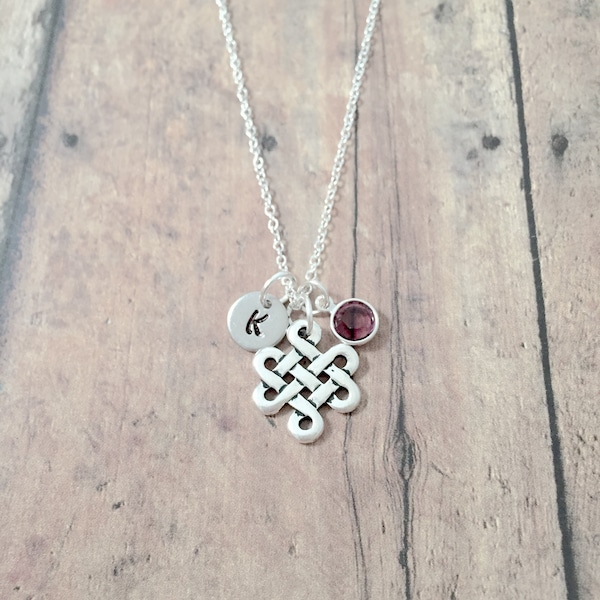 Endless knot initial necklace - endless knot jewelry, eternity knot jewelry, Celtic knot jewelry, endless knot necklace, eternal knot gift