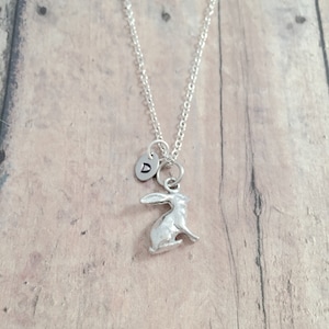 Bunny initial necklace - bunny jewelry, rabbit jewelry, Easter jewelry, bunny necklace, rabbit necklace, Easter necklace, bunny gift