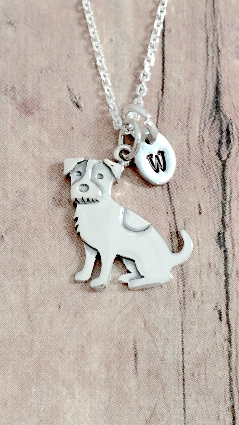 JRT gift Jack Russell necklace - Jack Russell jewelry sterling silver Jack Russell Terrier initial necklace JRT jewelry dog jewelry