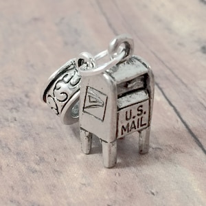 3D Pewter Mailbox Pendant: Silver Plated Bail, USA Made