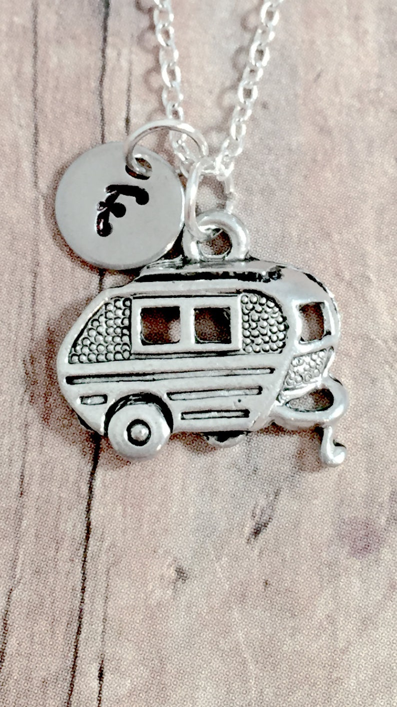 Camper Initial Necklace Camper Jewelry RV Jewelry Tiny Etsy
