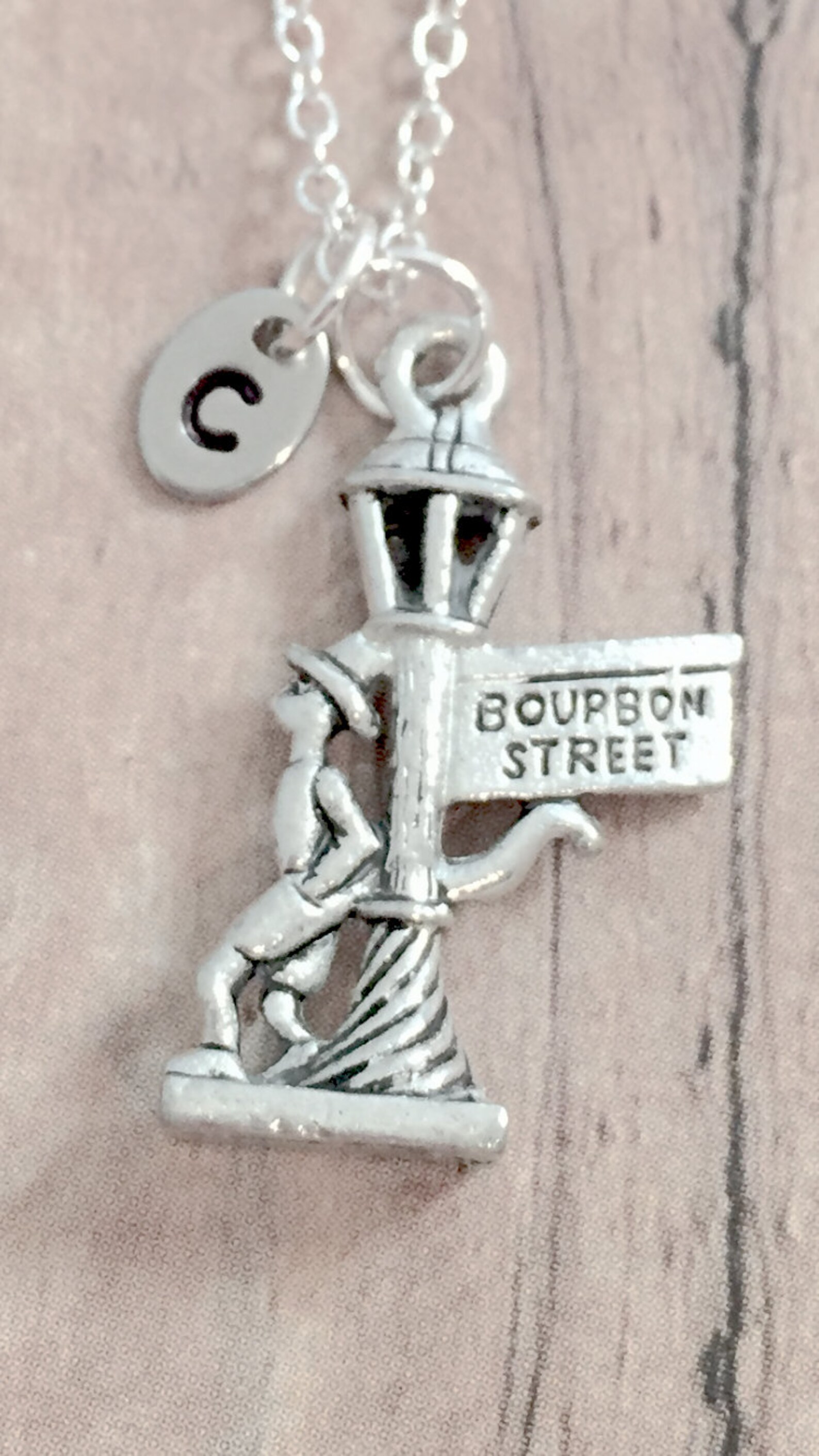 New Orleans Initial Necklace New Orleans Jewelry Bourbon Etsy UK