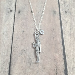 Goddess Hathor initial necklace - Hathor jewelry, Egypt jewelry, goddess jewelry, Hathor gift, goddess gift, Egypt necklace