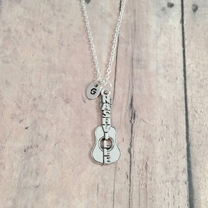 Nashville guitar initial necklace - Nashville jewelry, guitar jewelry, music city jewelry, Nashville necklace, music city necklace
