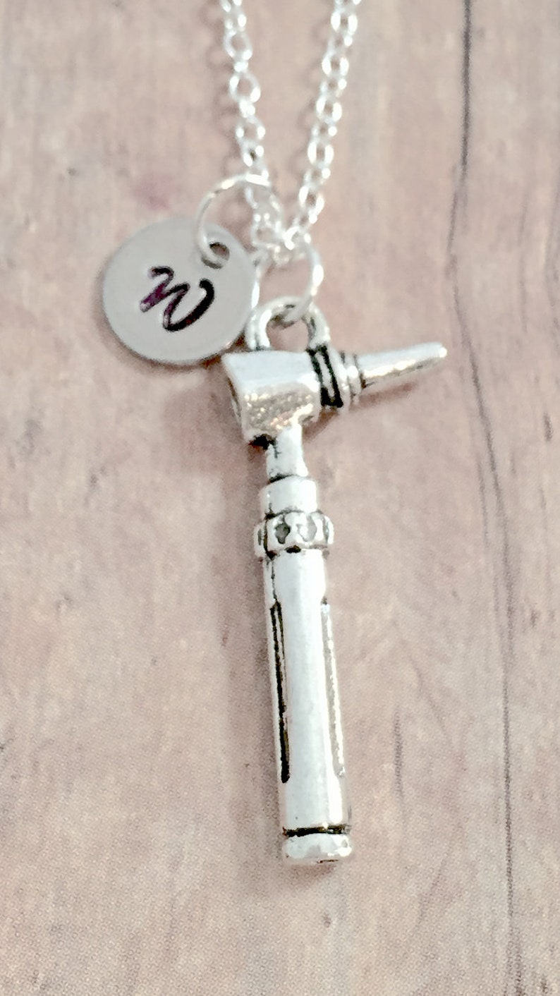 Otoscope Initial Necklace Otoscope Jewelry Audiologist Etsy