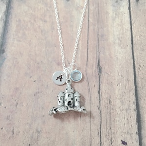 Sand castle initial necklace - sand castle jewelry, beach jewelry, ocean jewelry, sand castle necklace, beach necklace, ocean necklace