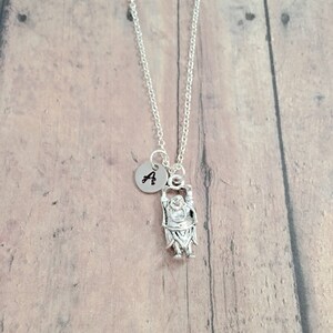 Laughing Buddha initial necklace - Buddha jewelry, Asian jewelry, religious jewelry, Buddha necklace, Asian necklace, Buddha gift