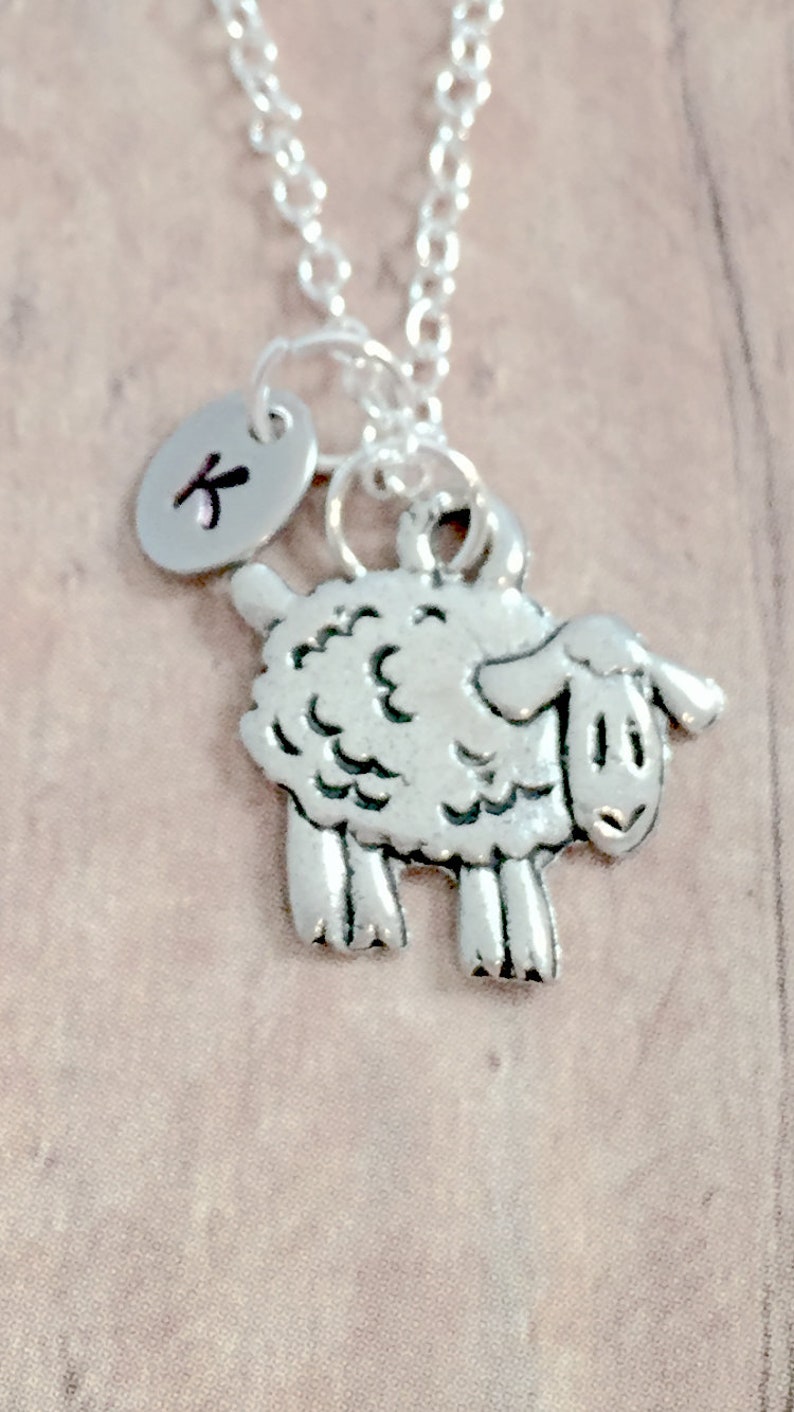 sheep gift lamb necklace Sheep initial necklace sheep necklace farm necklace sheep jewelry lamb jewelry farm animal jewelry
