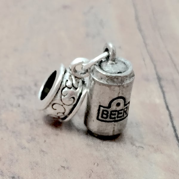 Beer can pendant (1 piece) - beer can charm, bartender charm, alcohol charm, beer pendant, beer gift, bartender pendant, alcohol pendant