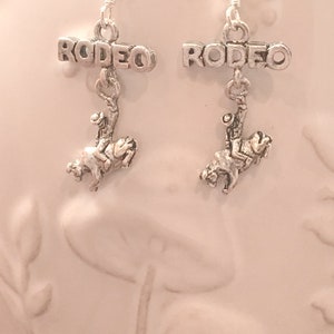 Rodeo Earrings: Silver Plated Bronco Western Jewelry