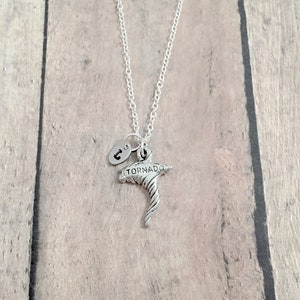 Tornado initial necklace - tornado jewelry, weather jewelry, storm chaser jewelry, tornado necklace, storm chaser necklace, tornado gift