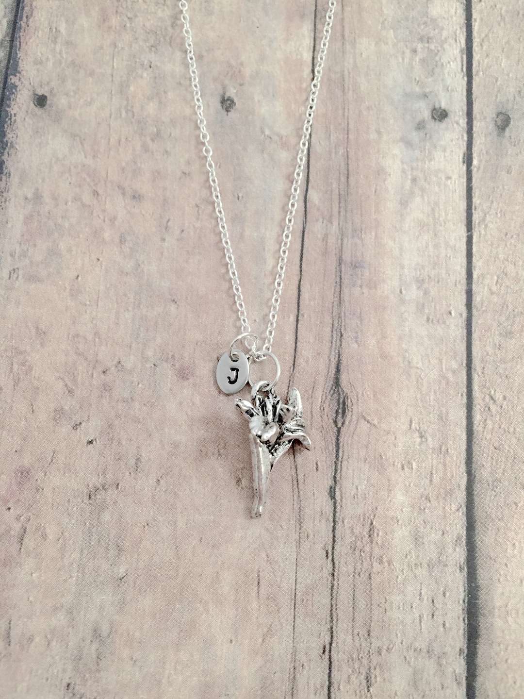 Iris Initial Necklace - Iris Jewelry, Flower Jewelry, Garden Jewelry ...