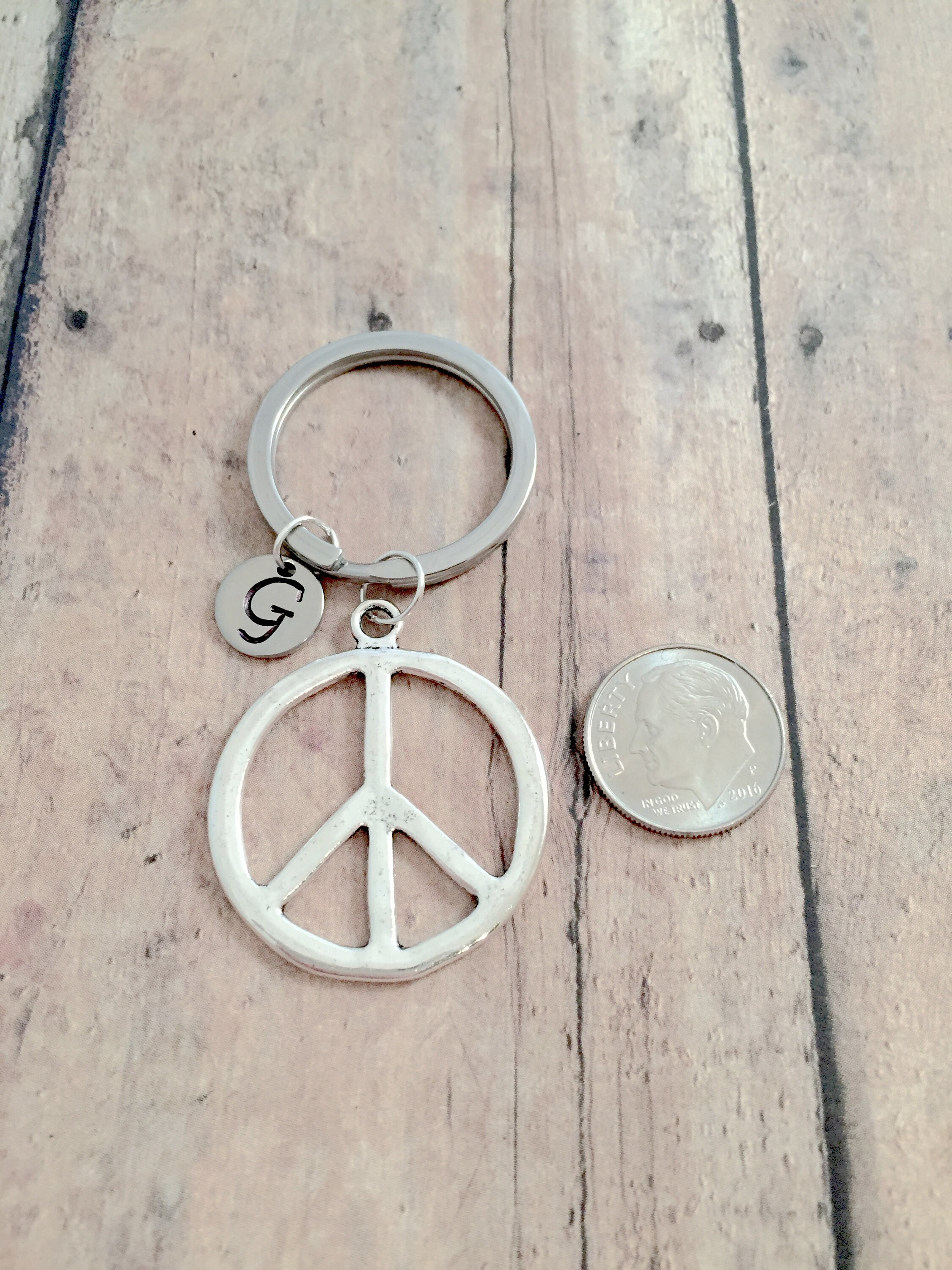 Peace Sign Key Ring Peace Sign Key Ring: Hippie Keychain, Sixties Keyring - Etsy