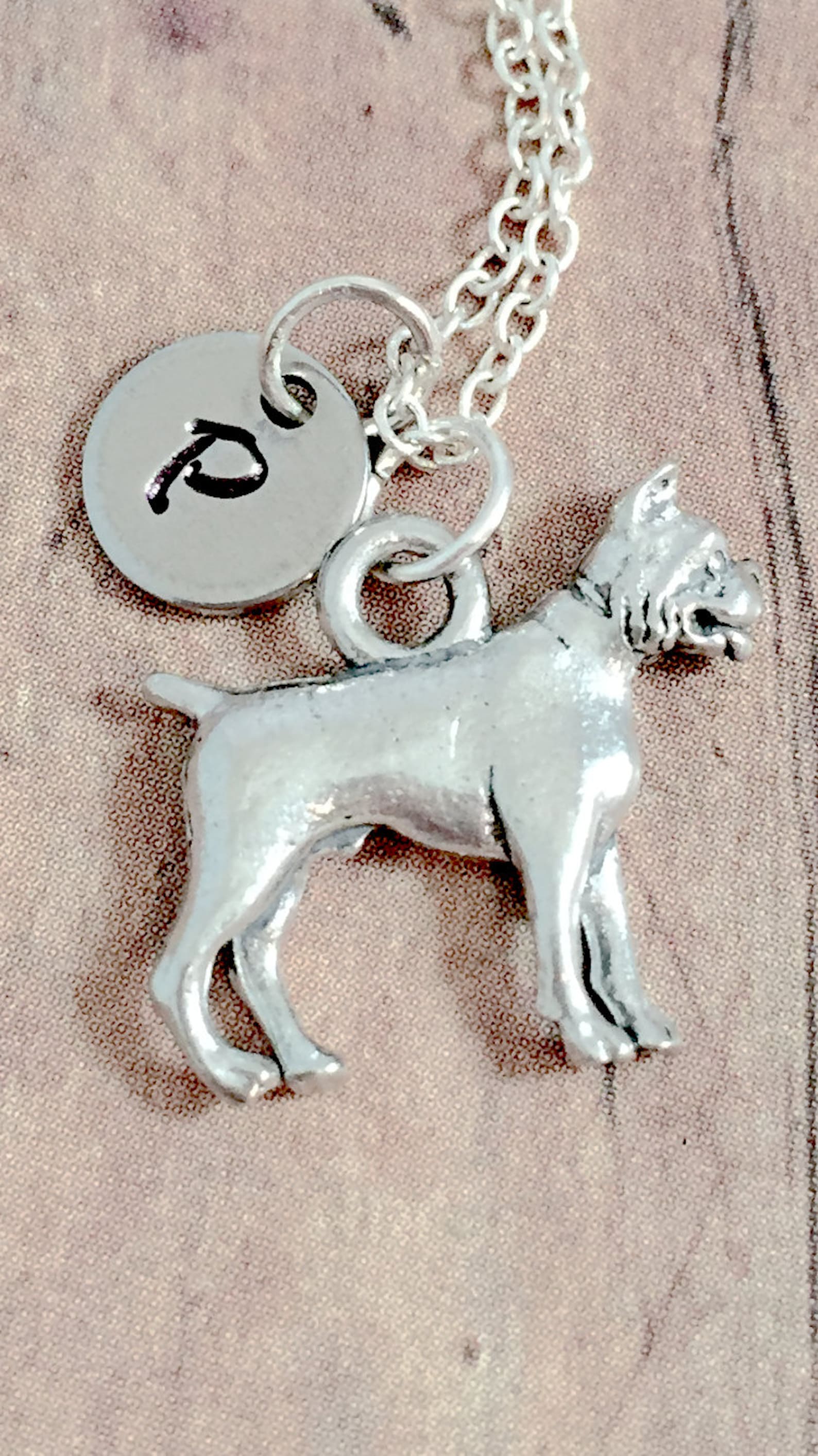 Boxer Dog Initial Necklace Boxer Dog Jewelry Dog Breed Etsy