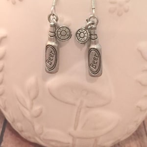 Beer bottle earrings - beer jewelry, alcohol jewelry, beverage jewelry, beer gift, alcohol earrings, drink jewelry
